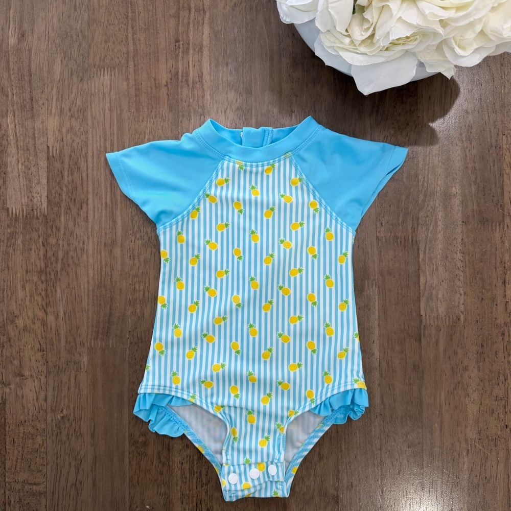 Floatimini Light Blue Lemon-Print One-Piece Bathing-suit - 18m